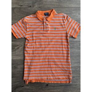 Polo Ralph Lauren Shirt‎ Boys Orange Blue Striped Preppy Golf Large/16-18